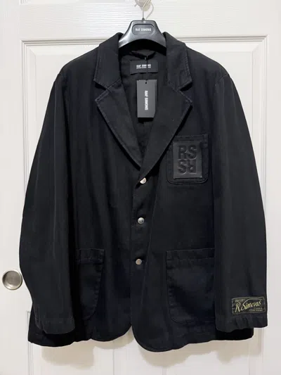 Pre-owned Raf Simons Ss22 School Boy Denim Blazer In Black