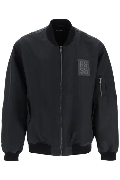 Pre-owned Raf Simons Ss23 Leather Patch Logo Bomber Jacket In Black