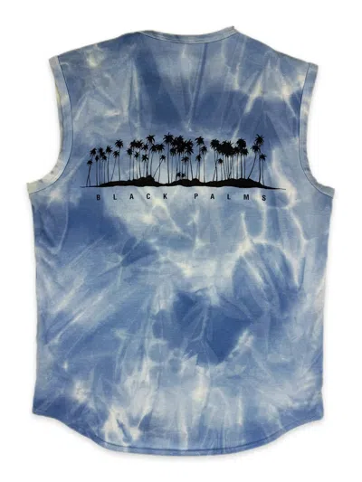Pre-owned Raf Simons Ss98  ‘black Palms' Tie-dye Graphic Tank-top In Blue