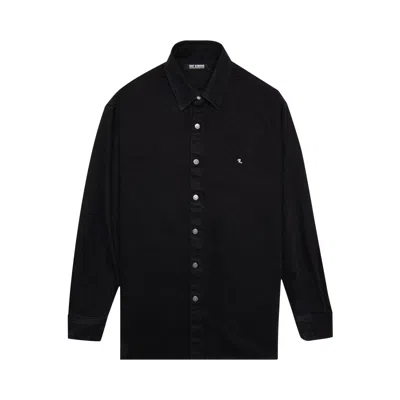 Pre-owned Raf Simons Straight Fit Denim Shirt With Rs In Back 'black'