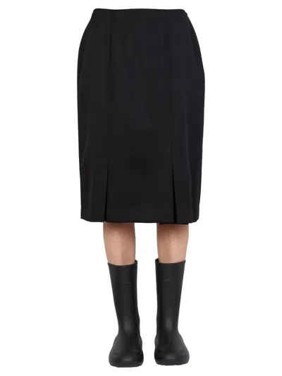 Raf Simons Straight Technical Fabric Cut Skirt In Black