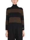 Raf Simons Black & Brown Stripe Sweater In Brown