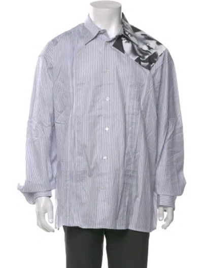 Pre-owned Raf Simons Striped Long Sleeve Shirt In White