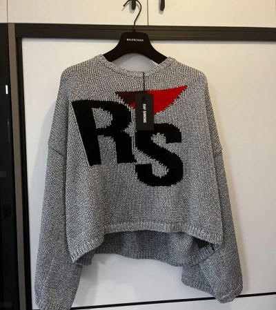 Pre-owned Raf Simons Sweater Fw21 Logo Short Sweater In Grey