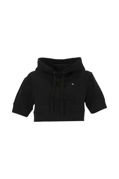 Raf Simons Embroidered Logo Drawstring Hoodie For Women In Black
