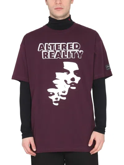 Raf Simons T-shirt With Logo In Bordeaux