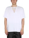 Raf Simons Stylish T-shirt With Logo And Mesh Insert In White