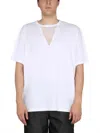 Raf Simons Iconic Logo T-shirt With Mesh Insert In White