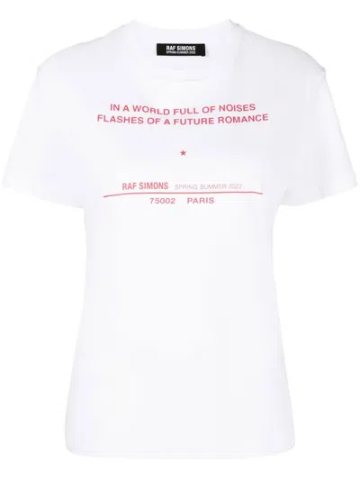 Raf Simons Logo Print T-shirt With Necklace For Women In White