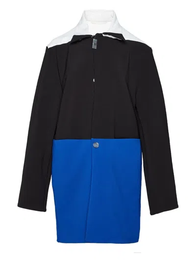 Raf Simons Tri-colour Panelled Single-breasted Coat In Black