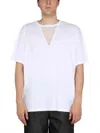 Raf Simons Stylish T-shirt With Logo And Mesh Insert In White