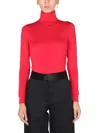 Raf Simons Roll-neck Jersey Top In Red