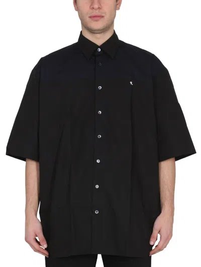 Raf Simons Two-tone American Shirt In Black