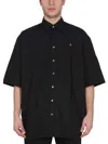 Raf Simons Ghost Slogan Print Bowling Shirt In Black