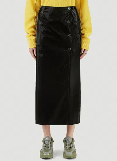 Raf Simons Vinyl Buttoned Skirt In Black