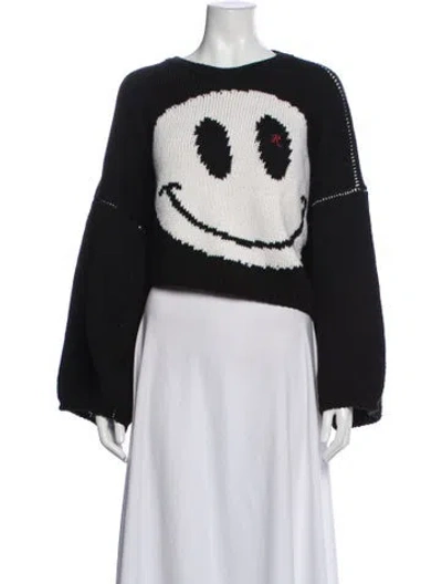 Pre-owned Raf Simons Virgin Wool Graphic Print Pullover In Black