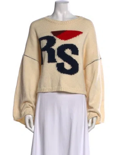 Pre-owned Raf Simons Virgin Wool Graphic Print Pullover In Neutral