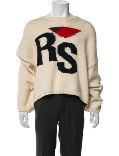 Pre-owned Raf Simons Virgin Wool Graphic Print Pullover In Neutrals