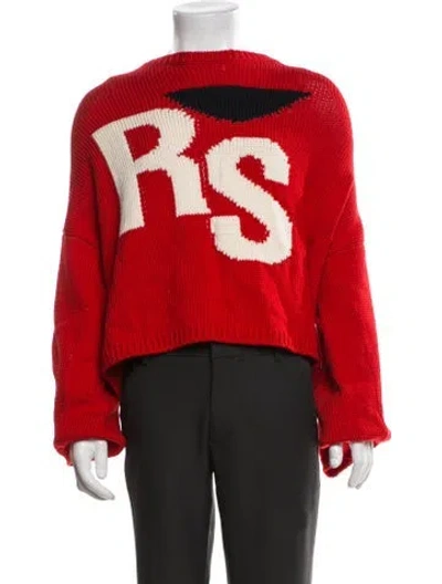Pre-owned Raf Simons Virgin Wool Graphic Print Pullover In Red