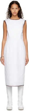 Raf Simons White Distressed Denim Midi Dress In 0010 White