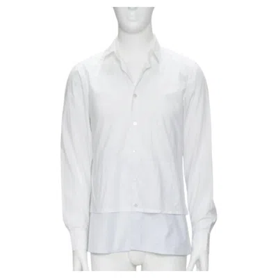 Pre-owned Raf Simons White Extended Layered Hem Deconstructed Shirt Eu44 S