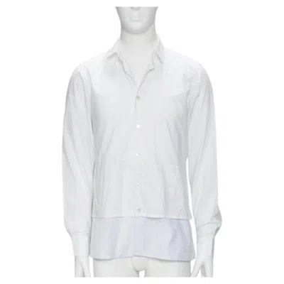 Pre-owned Raf Simons White Extended Layered Hem Deconstructed Shirt Eu44 S
