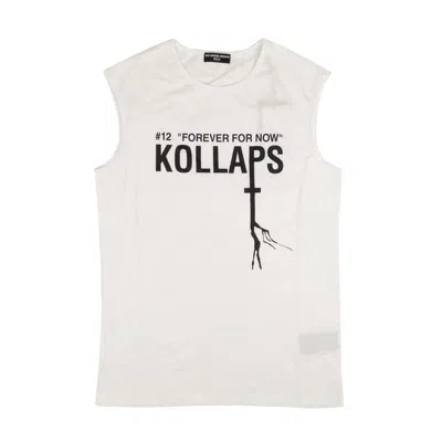 Pre-owned Raf Simons White Sleeveless Slim Fit Kollaps Print Tank Top Size M In Multicolor