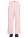 Raf Simons Wide Leg Pants With Front Button Closure And Belt In Pink
