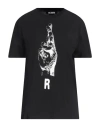 Raf Simons R Hand Sign Print T-shirt In Black