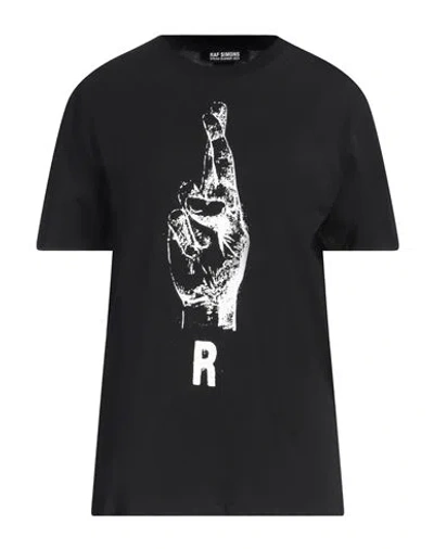 Raf Simons R Hand Sign Print T-shirt In Black