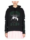 Raf Simons Graphic-print Detachable-sleeve Hoodie In Black