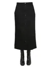 Raf Simons Logo Patch Buttoned-up Denim Midi Skirt In Black