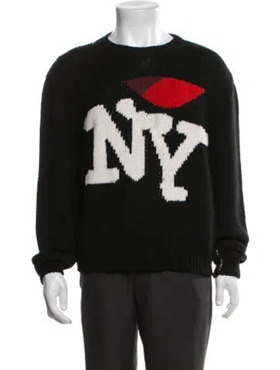 Pre-owned Raf Simons Wool Graphic Print Pullover In Black