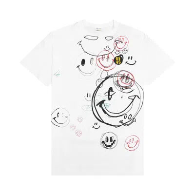 Pre-owned Raf Simons X Smiley Student Drawing Print Big Fit T-shirt 'white'