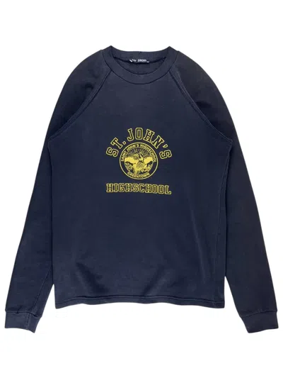 Pre-owned Raf Simons X Vintage Aw97 Raf Simons St Johns Highschool Crewneck Sweatshirt In Blue
