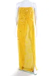 Rafael Cennamo Womens Back Zip Embellished Silk Sweetheart Gown Yellow In Yellow
