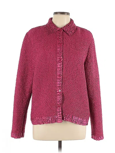 Pre-owned Rafael Long Sleeve Blouse In Burgundy