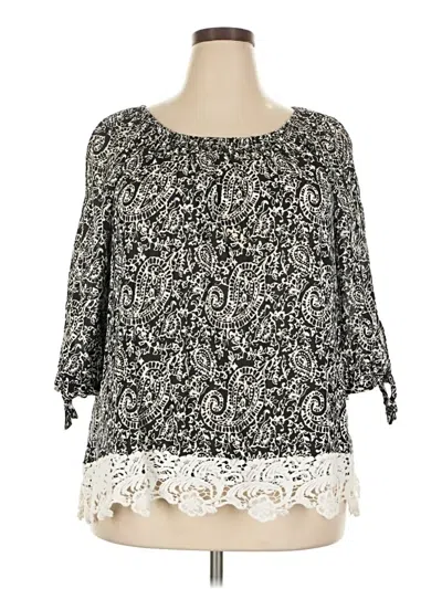 Pre-owned Rafaella 3/4 Sleeve Blouse In Black