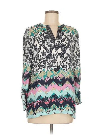 Pre-owned Rafaella 3/4 Sleeve Blouse In Blue