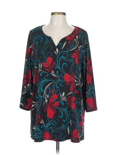 Pre-owned Rafaella 3/4 Sleeve Blouse In Blue