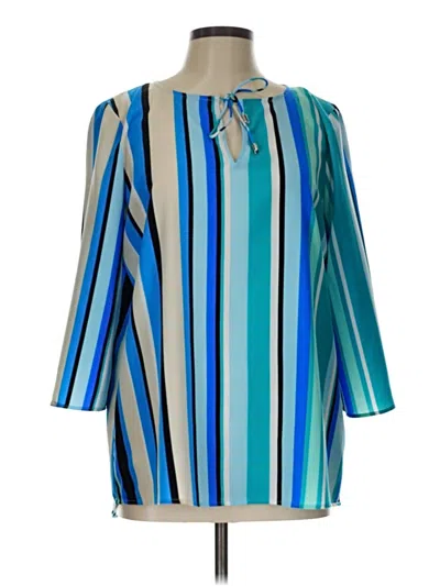 Pre-owned Rafaella 3/4 Sleeve Blouse In Blue