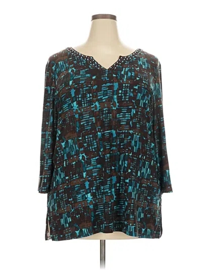 Pre-owned Rafaella 3/4 Sleeve Blouse In Blue