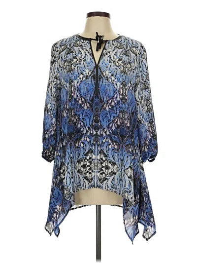 Pre-owned Rafaella 3/4 Sleeve Blouse In Blue