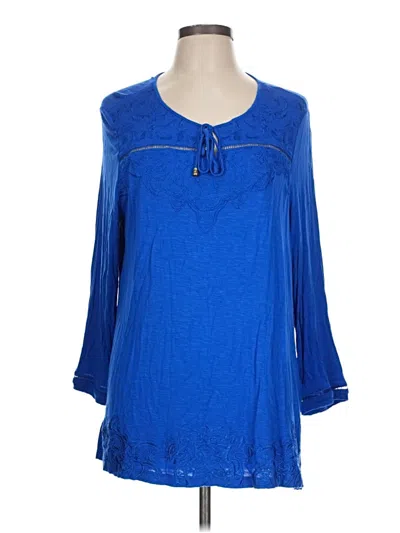 Pre-owned Rafaella 3/4 Sleeve Blouse In Blue