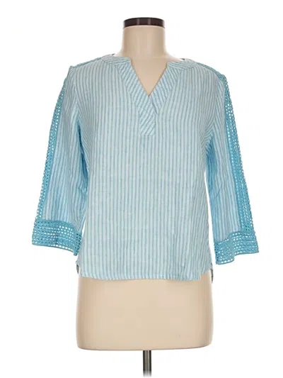 Pre-owned Rafaella 3/4 Sleeve Blouse In Blue