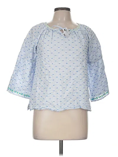 Pre-owned Rafaella 3/4 Sleeve Blouse In Blue