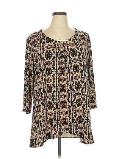 Pre-owned Rafaella 3/4 Sleeve Blouse In Brown