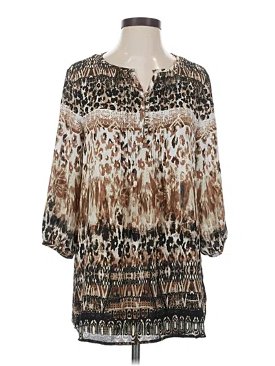 Pre-owned Rafaella 3/4 Sleeve Blouse In Brown