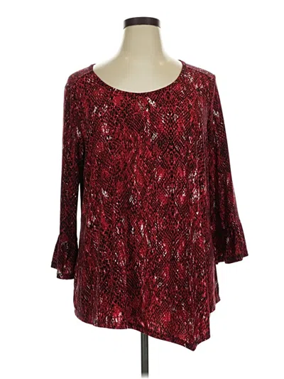 Pre-owned Rafaella 3/4 Sleeve Blouse In Burgundy