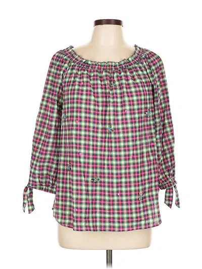 Pre-owned Rafaella 3/4 Sleeve Blouse In Green